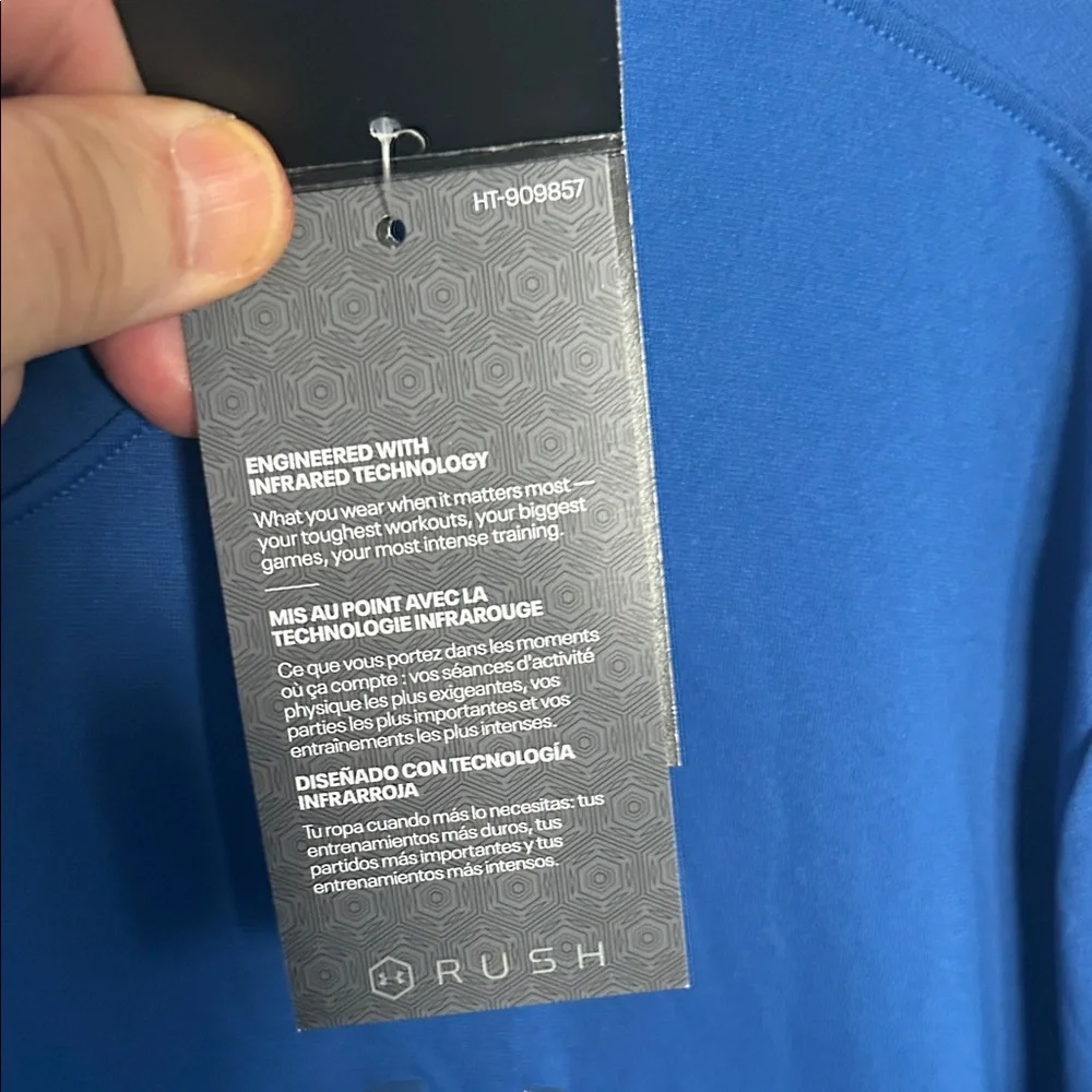 Under Armour Rush Men’s Royal Blue Short-Sleeve Performance Tee L - Picture 3 of 7